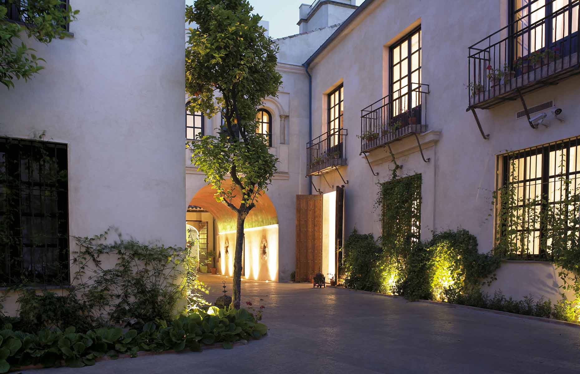 Extérieur de l'hôtel Palacio Del Bailio à Cordoue en Andalousie.