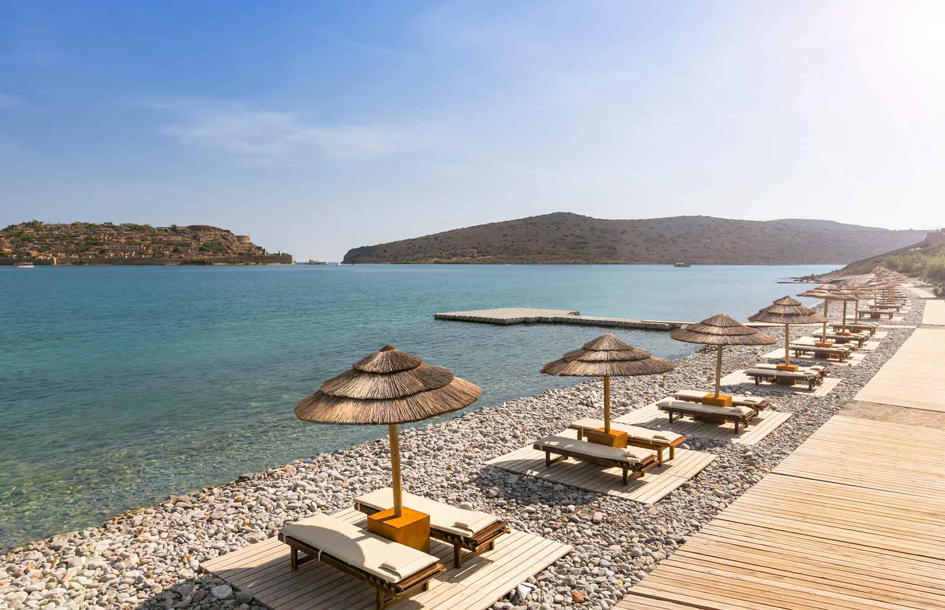 Plage privée, Blue Palace - Hôtel Crète, Elounda