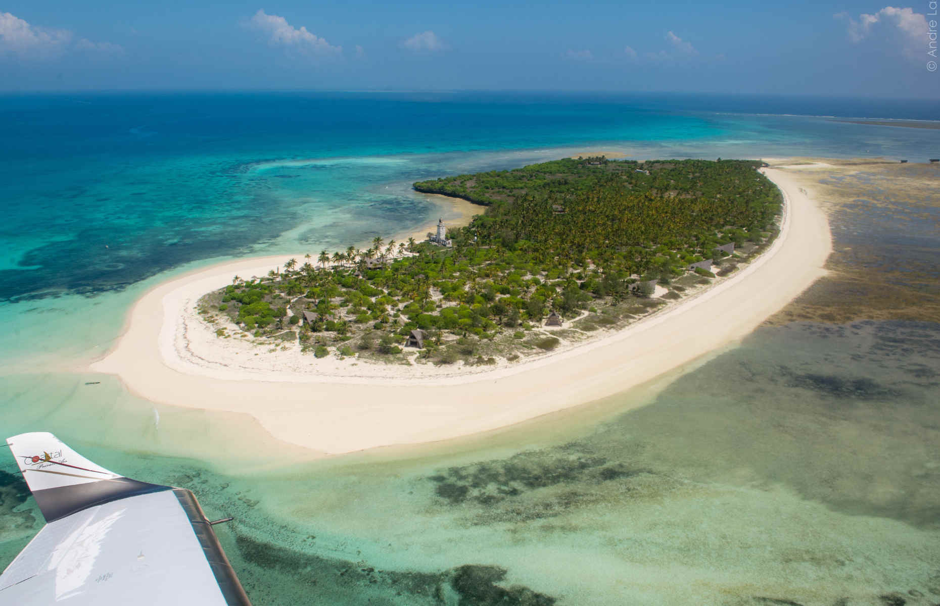 Vue aérienne Fanjove Island - Séjour archipel Songo Songo, Tanzanie